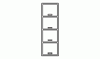 Four-drawer vertical file cabinet CAD block Vertical 4-drawer filing cabinet CAD block