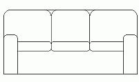 Three-seater sofa elevation CAD block for architects Elevation view of three-seater sofa CAD block