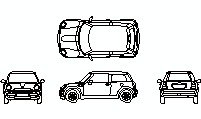 Mini Cooper 2004 drawing – CAD block in DWG format Mini Cooper 2004 – top view DWG CAD block