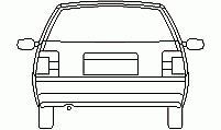 Rear elevation of light vehicle – CAD block in DWG format Vehicle – back elevation CAD drawing