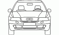 Front view drawing of Audi car – DWG CAD block for elevations Audi – front elevation CAD block in DWG