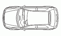 Audi car in top view – plan drawing in DWG CAD format Audi vehicle – top view DWG CAD block