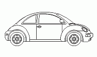 Volkswagen New Beetle drawing – top and elevation views in DWG format Volkswagen New Beetle – DWG CAD block