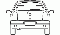Volkswagen car rear elevation – DWG drawing for AutoCAD Volkswagen – rear view DWG CAD block