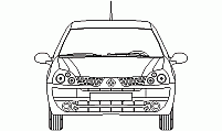 Renault Clio frontal elevation – CAD drawing in DWG format Renault Clio – front projection DWG CAD block
